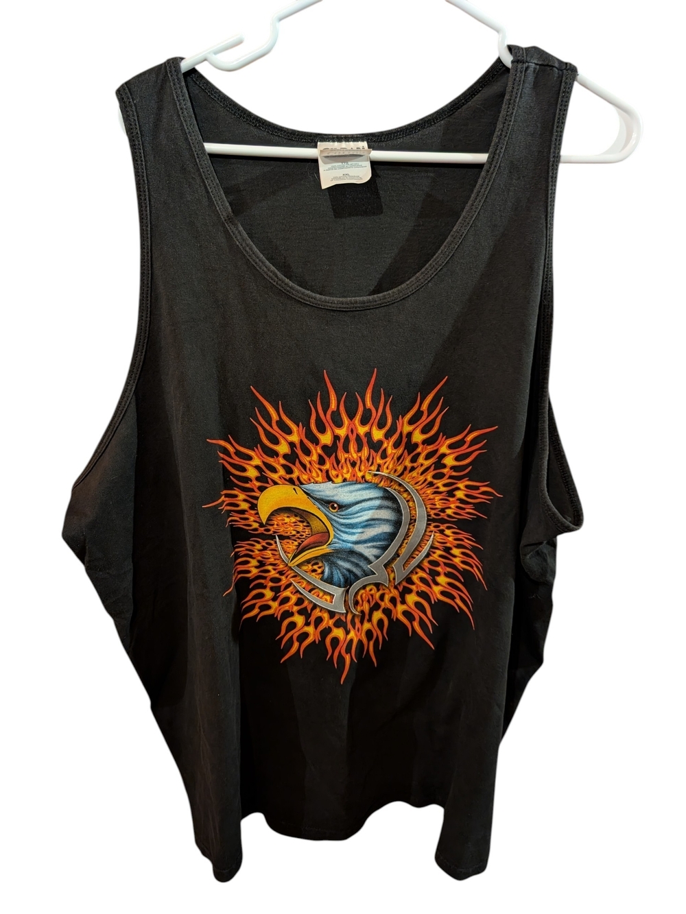 Vintage Bike Week 2003 Daytona Beach Black Tank Top with Flaming Eagle Graphic